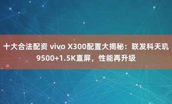 十大合法配资 vivo X300配置大揭秘：联发科天玑9500+1.5K直屏，性能再升级